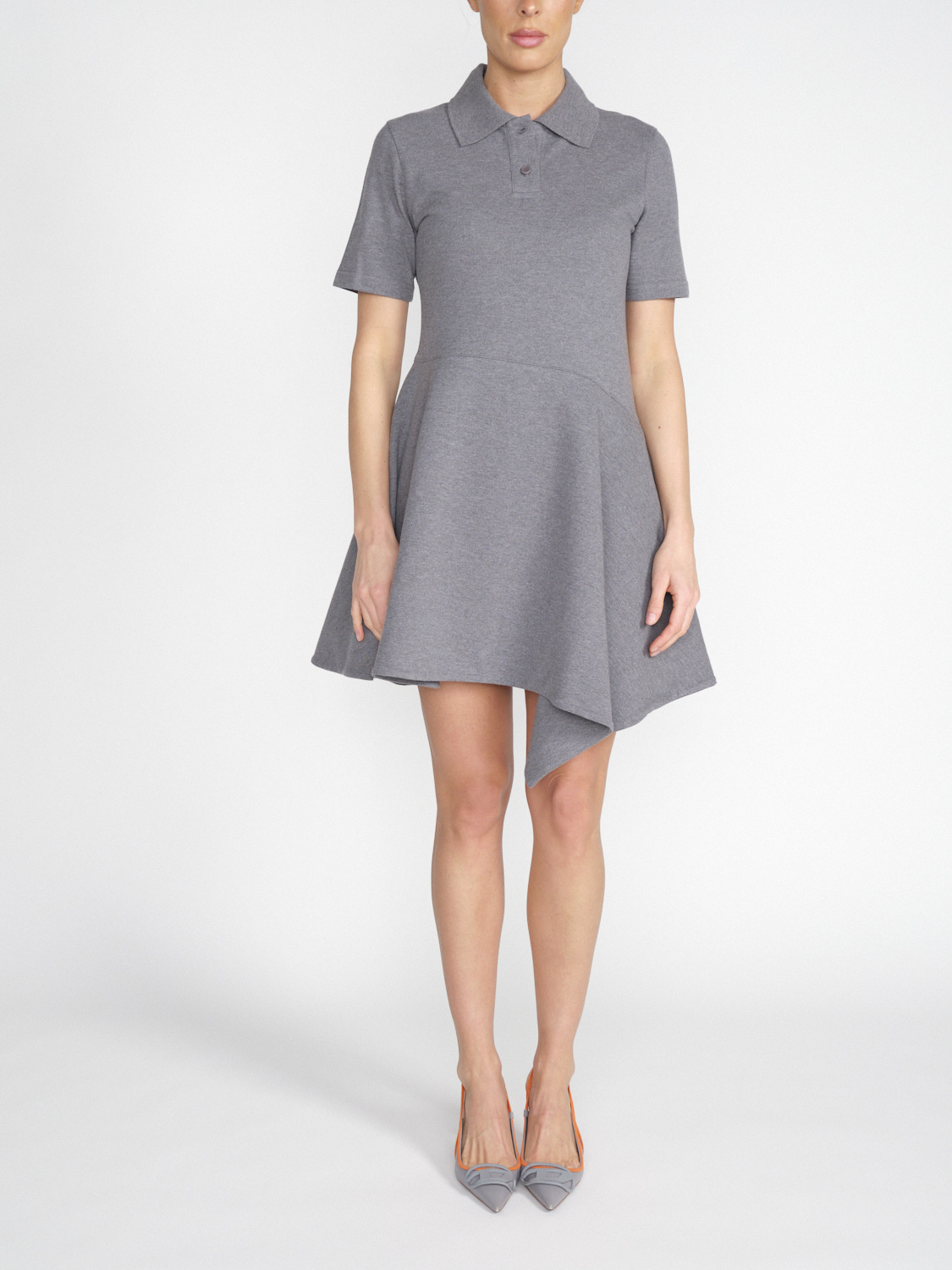 JW Anderson Asymmetric Polo Dress – Kurzärmliges Minikleid aus Baumwolle   grau XS