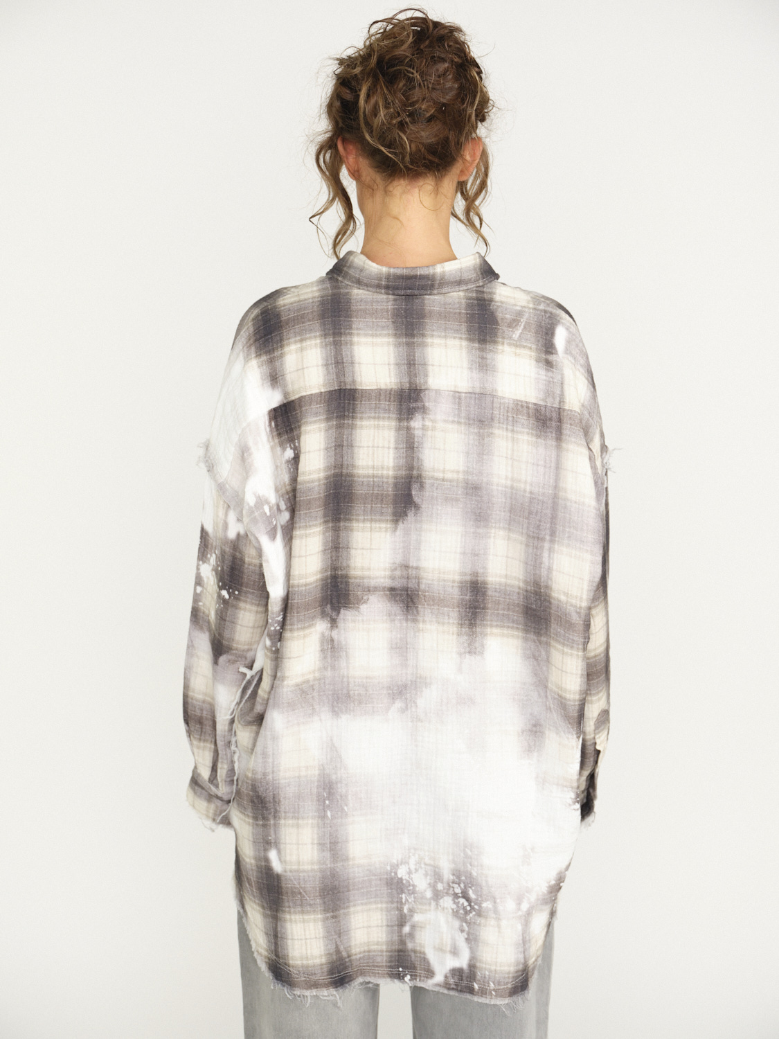 R13 Shredded Seam Plaid Oversized Shirt loui.rocks