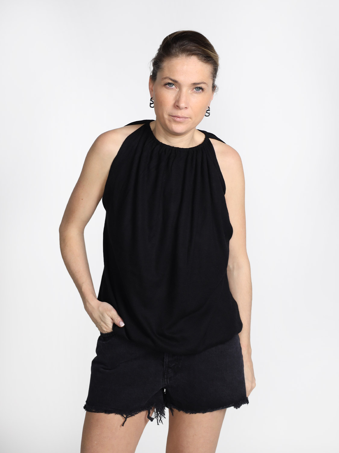 Frenckenberger Draped top  black XS