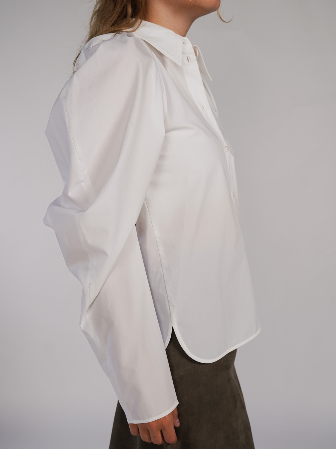 Nina Ricci Cotton blouse with puff sleeves   white 36