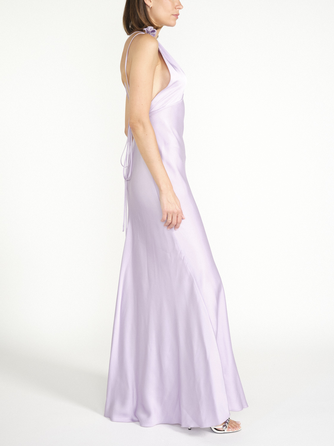 Victoria Beckham Gathered maxi dress in satin look  lila 38