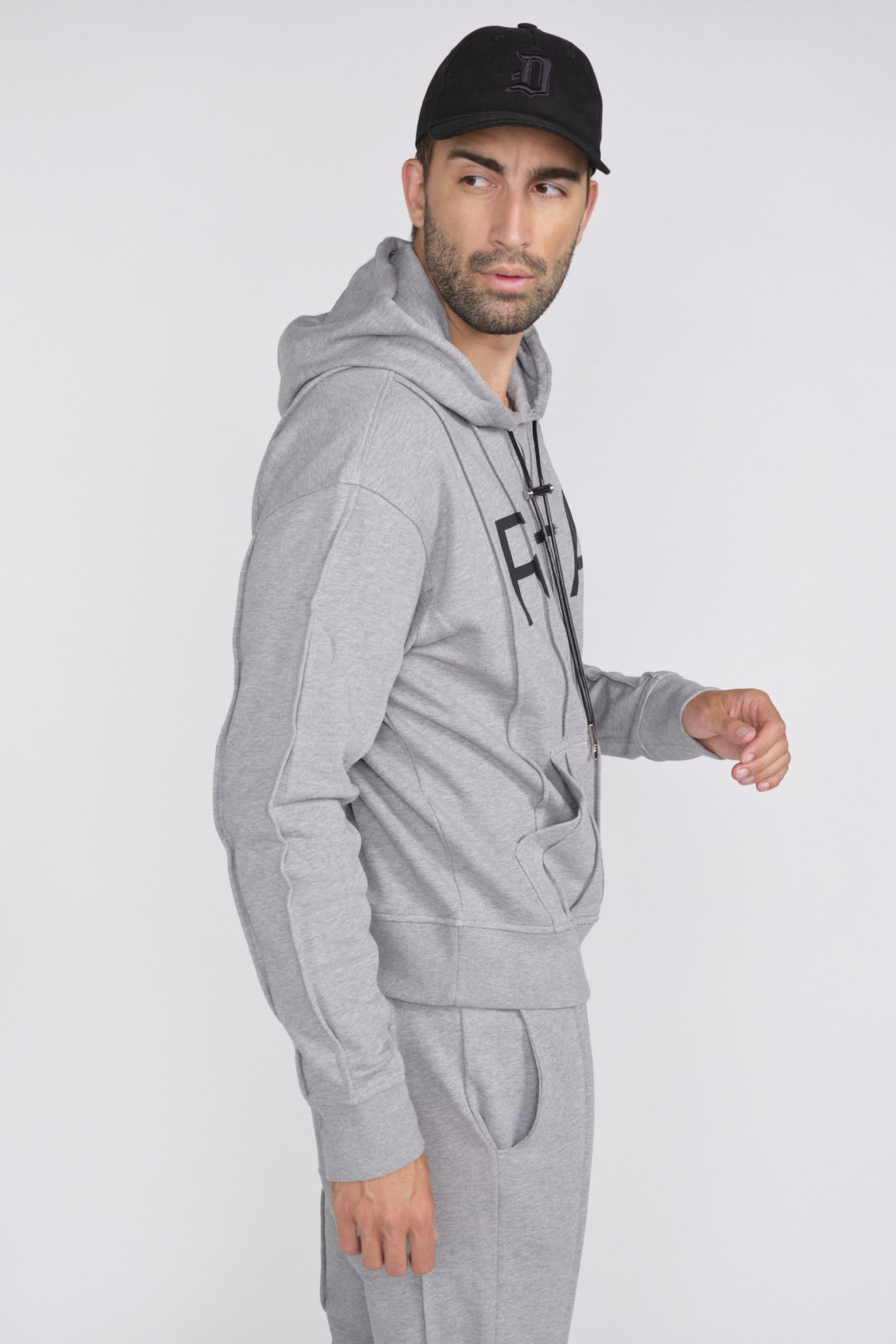 RtA Lucio - hoodie with glitter fabric and label print | loui.rocks