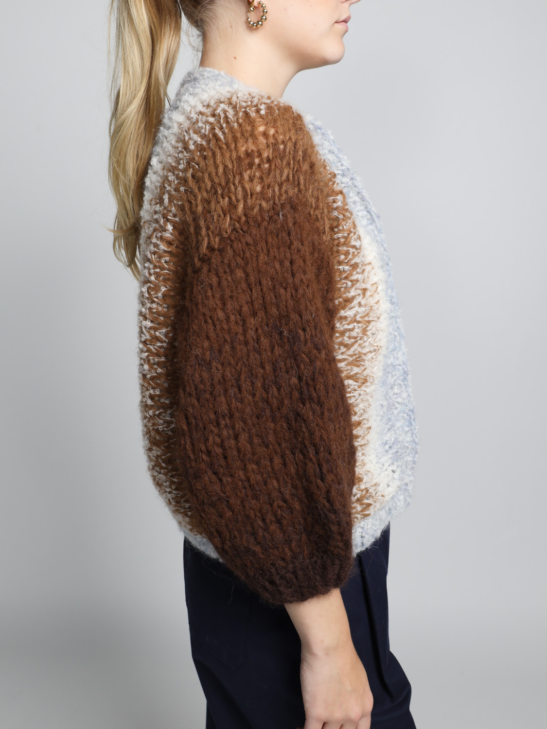 Maiami Boucle Ombre – Alpaca bomber cardigan  multi S/M