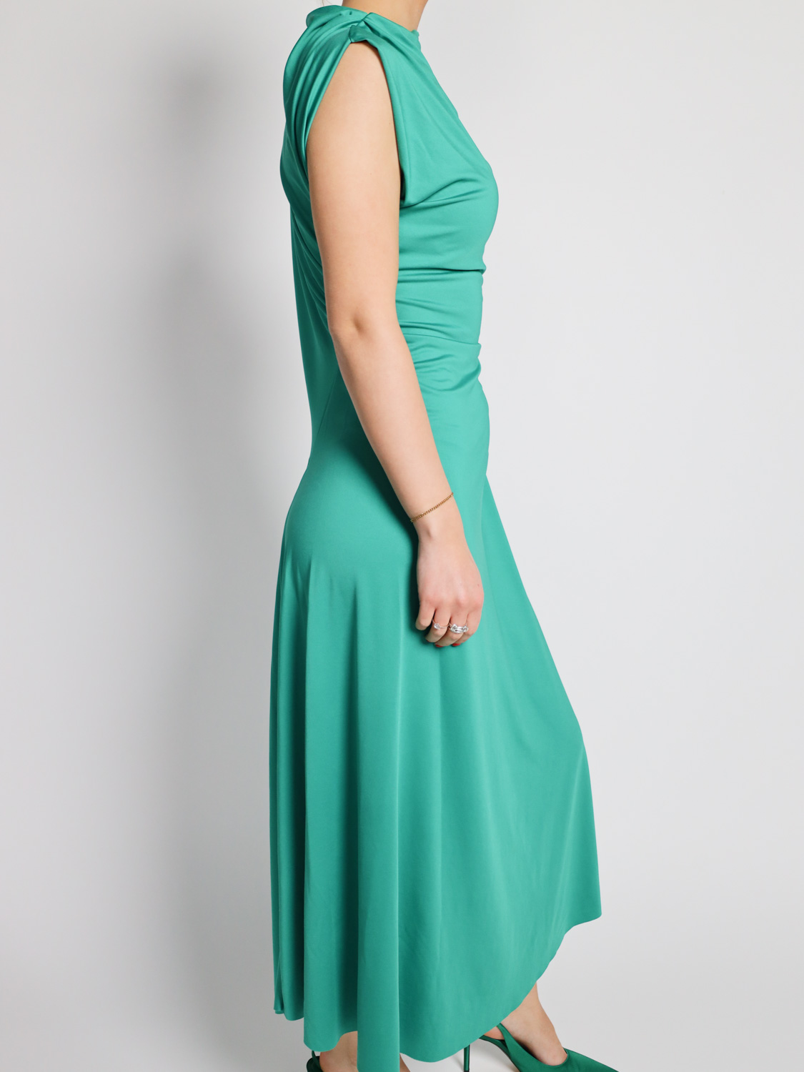 Victoria Beckham Asymmetric draped midi dress   green 36