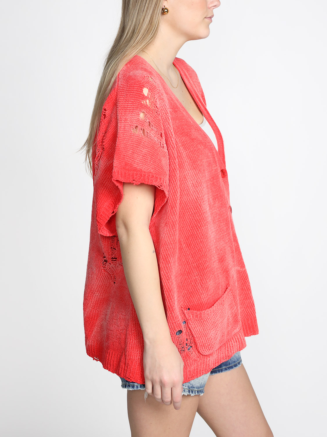 R13 Sleeveless Boxy - Pullover mit Fransen red XS