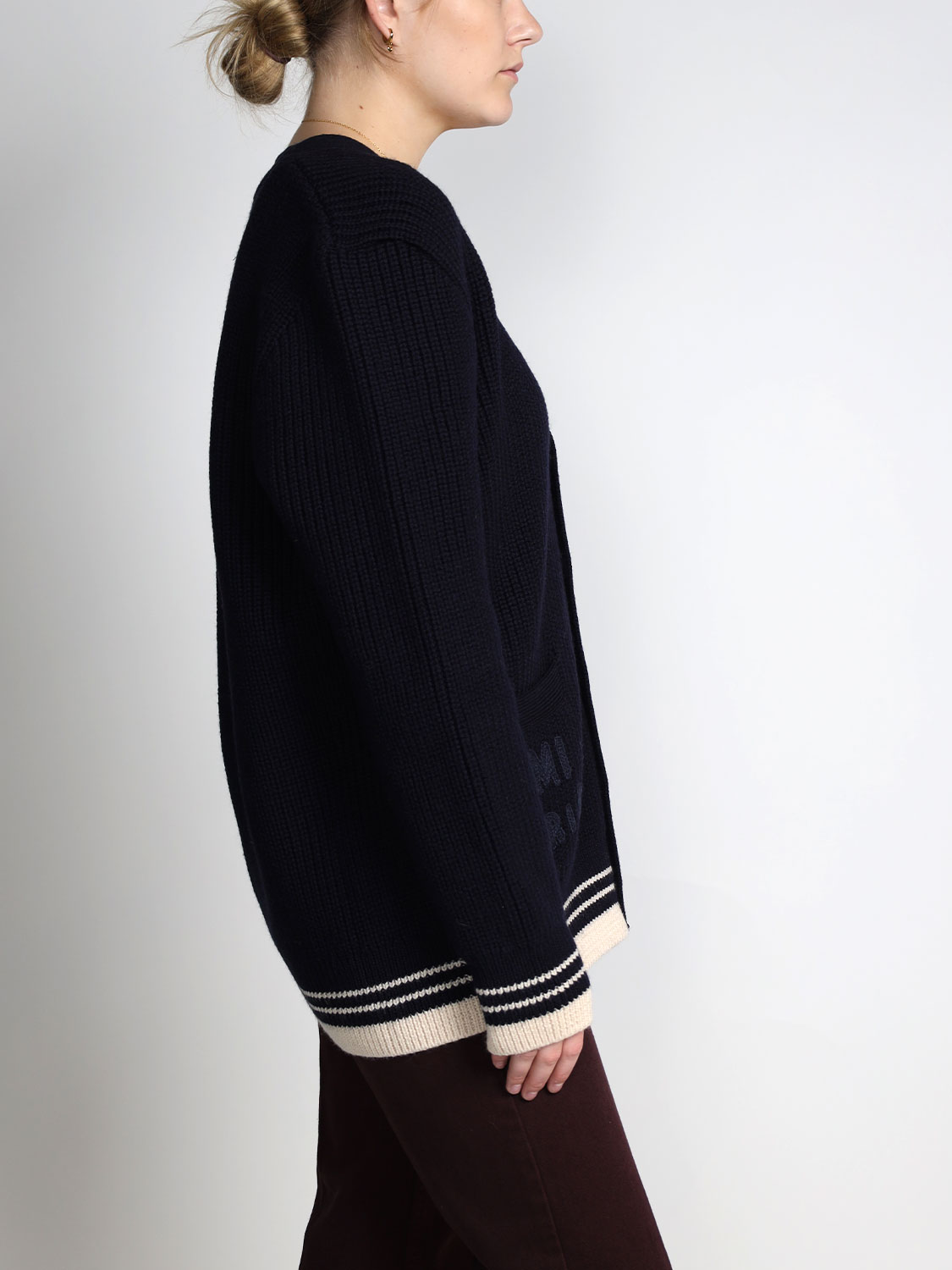 Alexandre Matiussi Ribbed cardigan with logo details  navy S