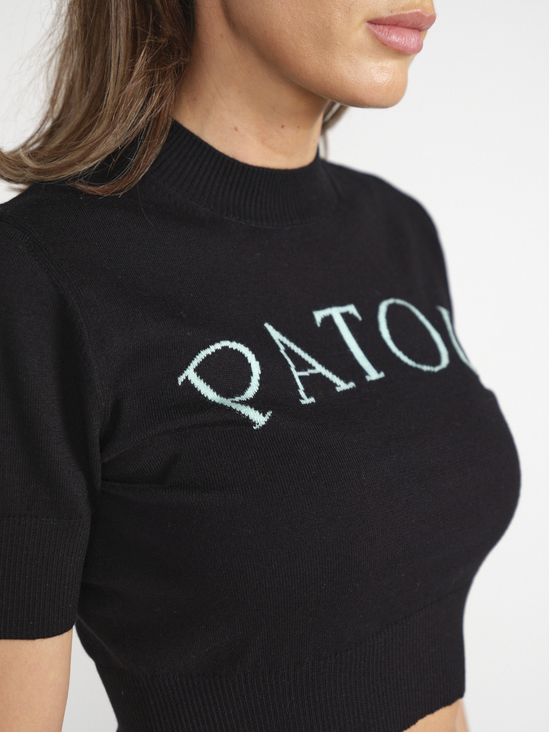 Patou Camicia cropped con stampa logo   nero S