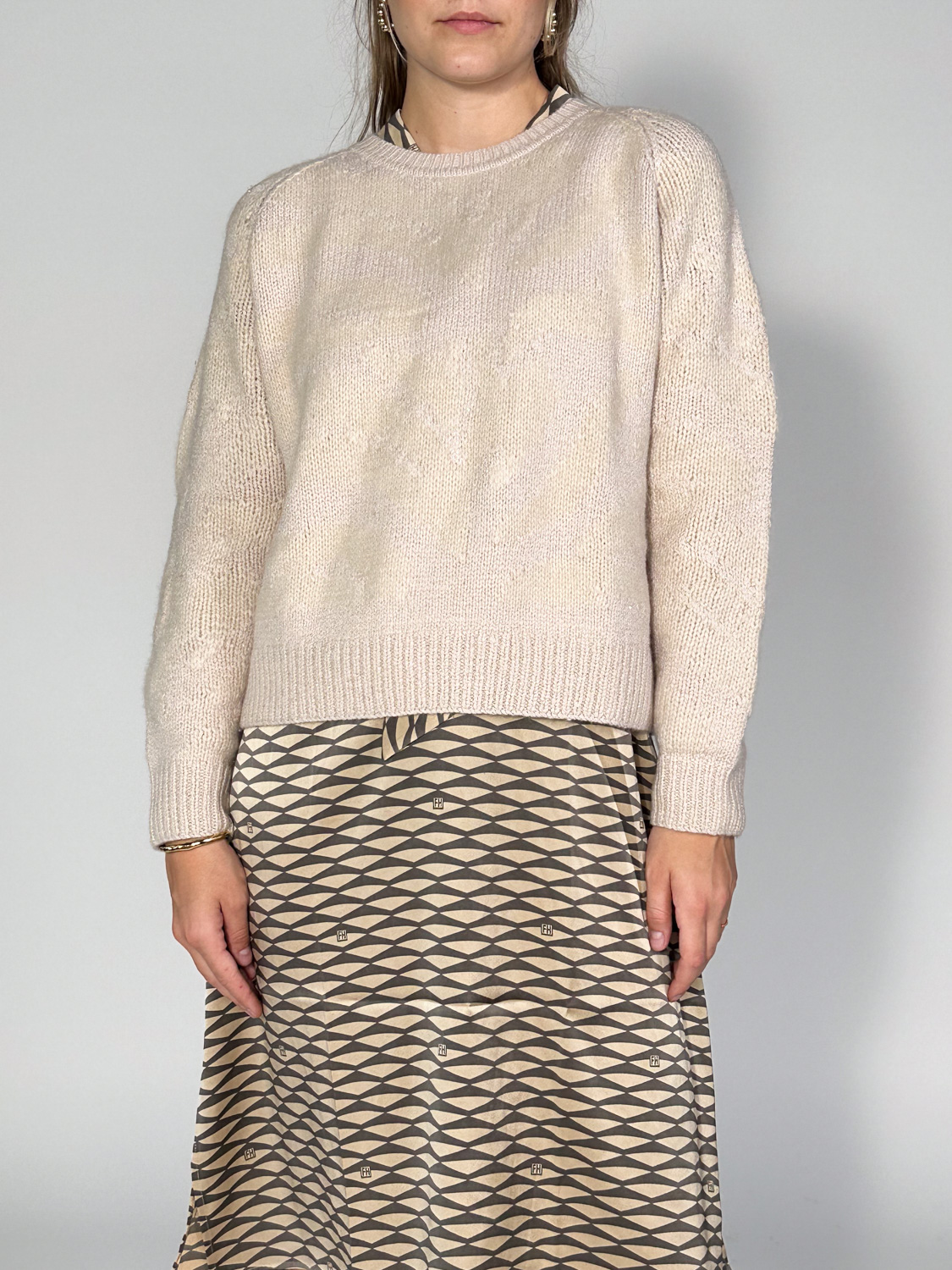 friendly hunting Sparkle Zebra – Short sweater made from a cashmere blend  creme S