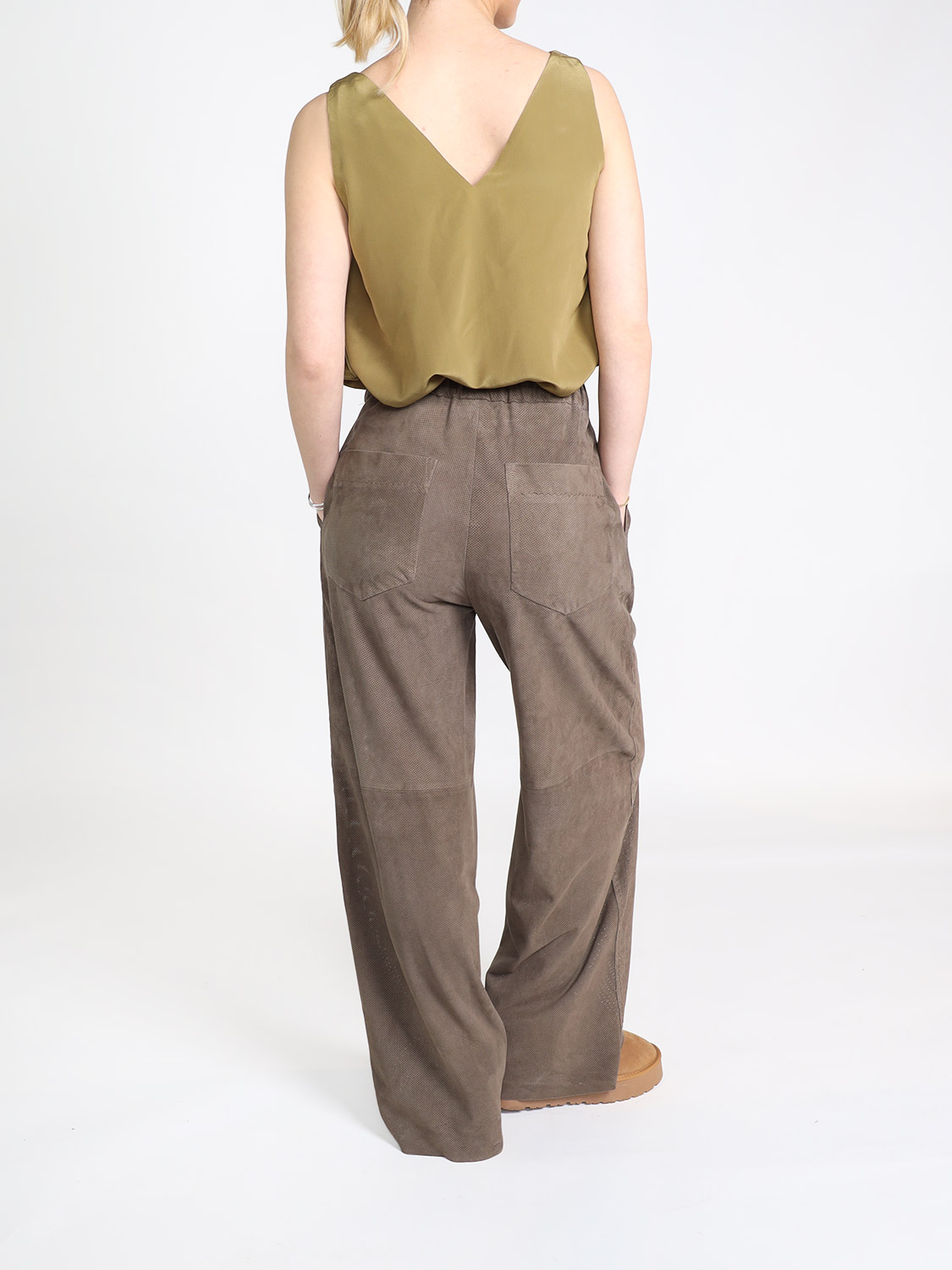 Ghera Studio Jasmine - Hose aus Lammleder taupe 34