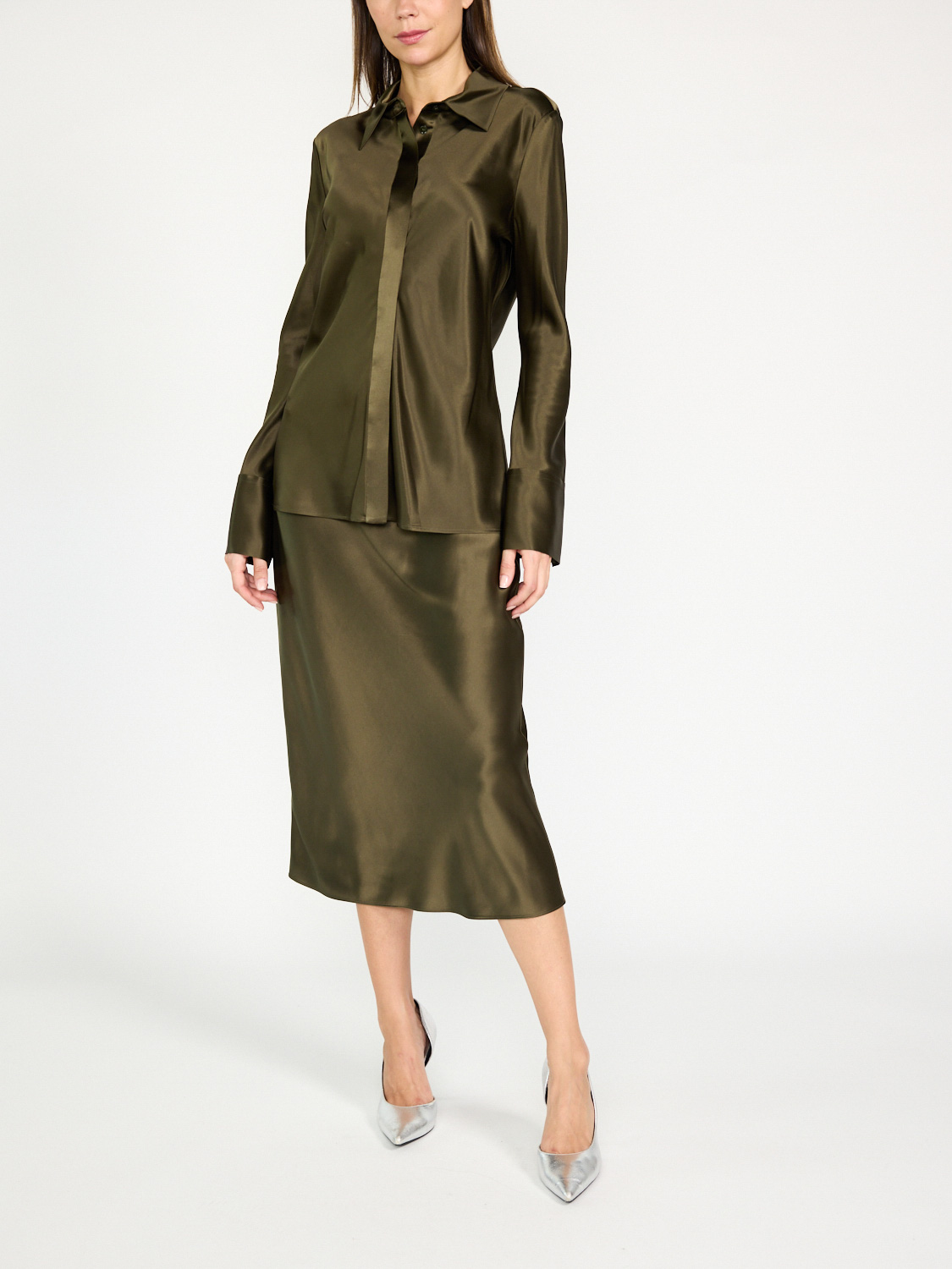 Joseph Brunel – Silk satin blouse  khaki 42