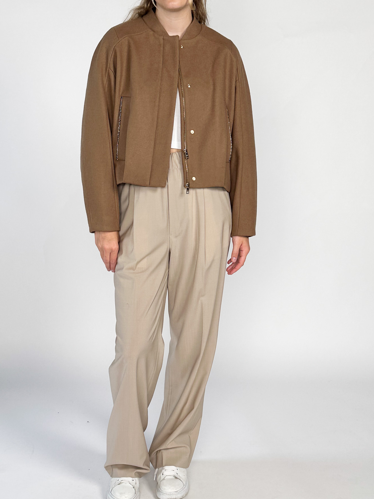 Bazar Deluxe Bomber jacket made from a virgin wool blend  camel 34