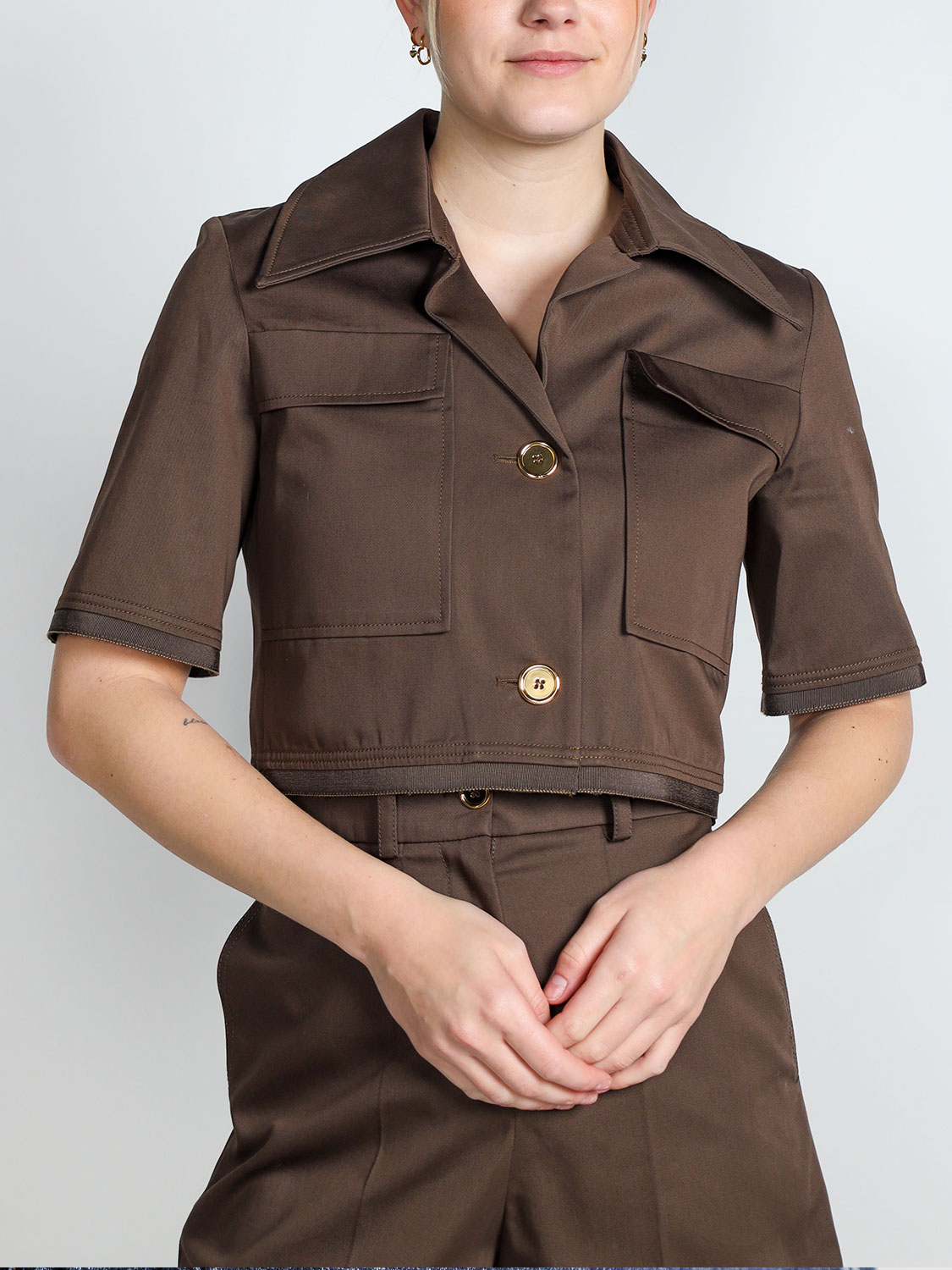 Patou Short shirt with gold-colored details  brown 34