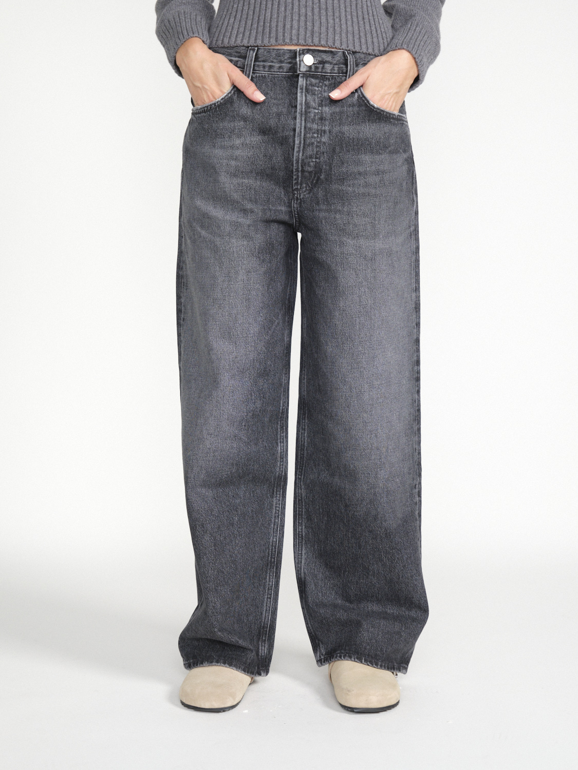 Agolde Low Slung Baggy – Cotton Jeans  grey 26