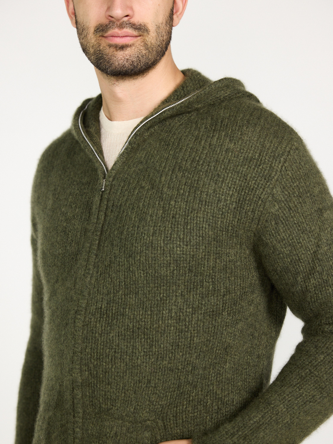 Stephan Boya Sandro cardigan made of cashmere  khaki XL