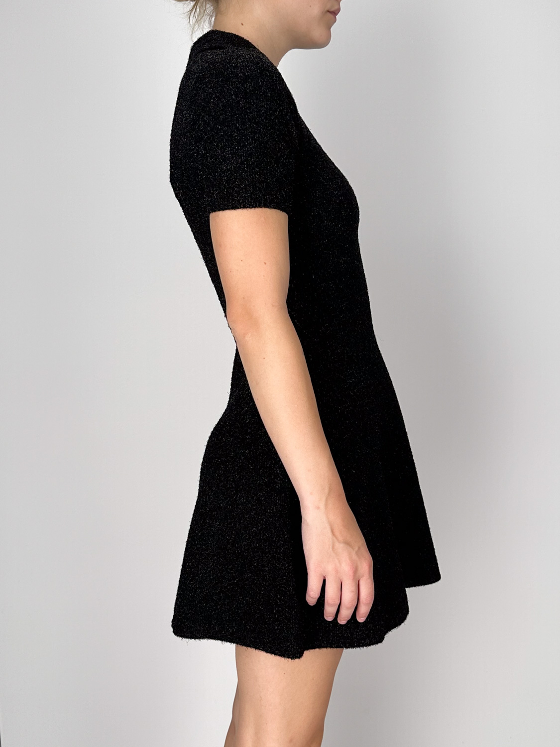 Ganni Minikleid aus Doppel Fleece mit Lurex-Details negro XS