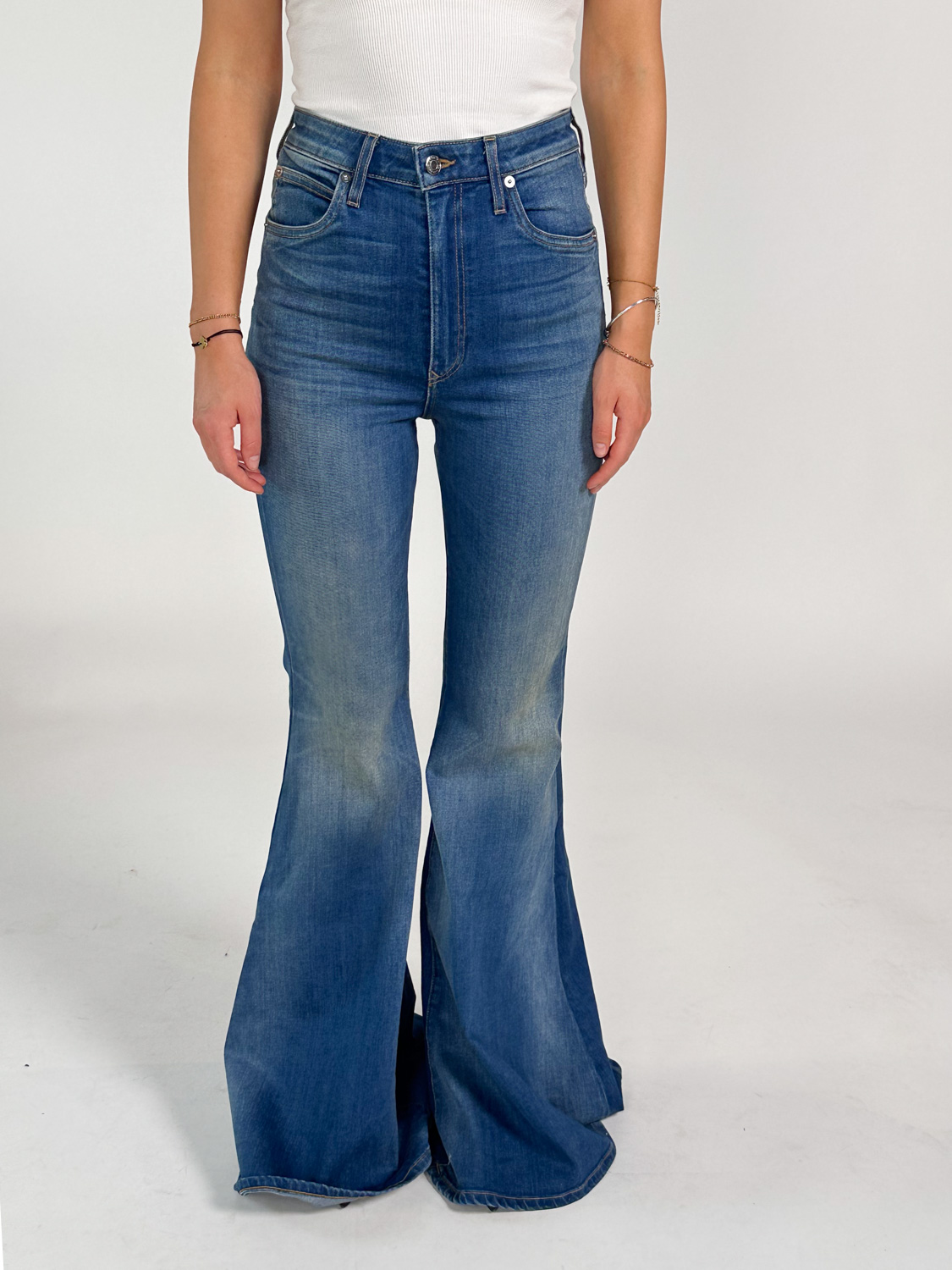 Cout De La Liberte Heidi - Jeans a vita bassa con dettagli di frange glitterate blu 26