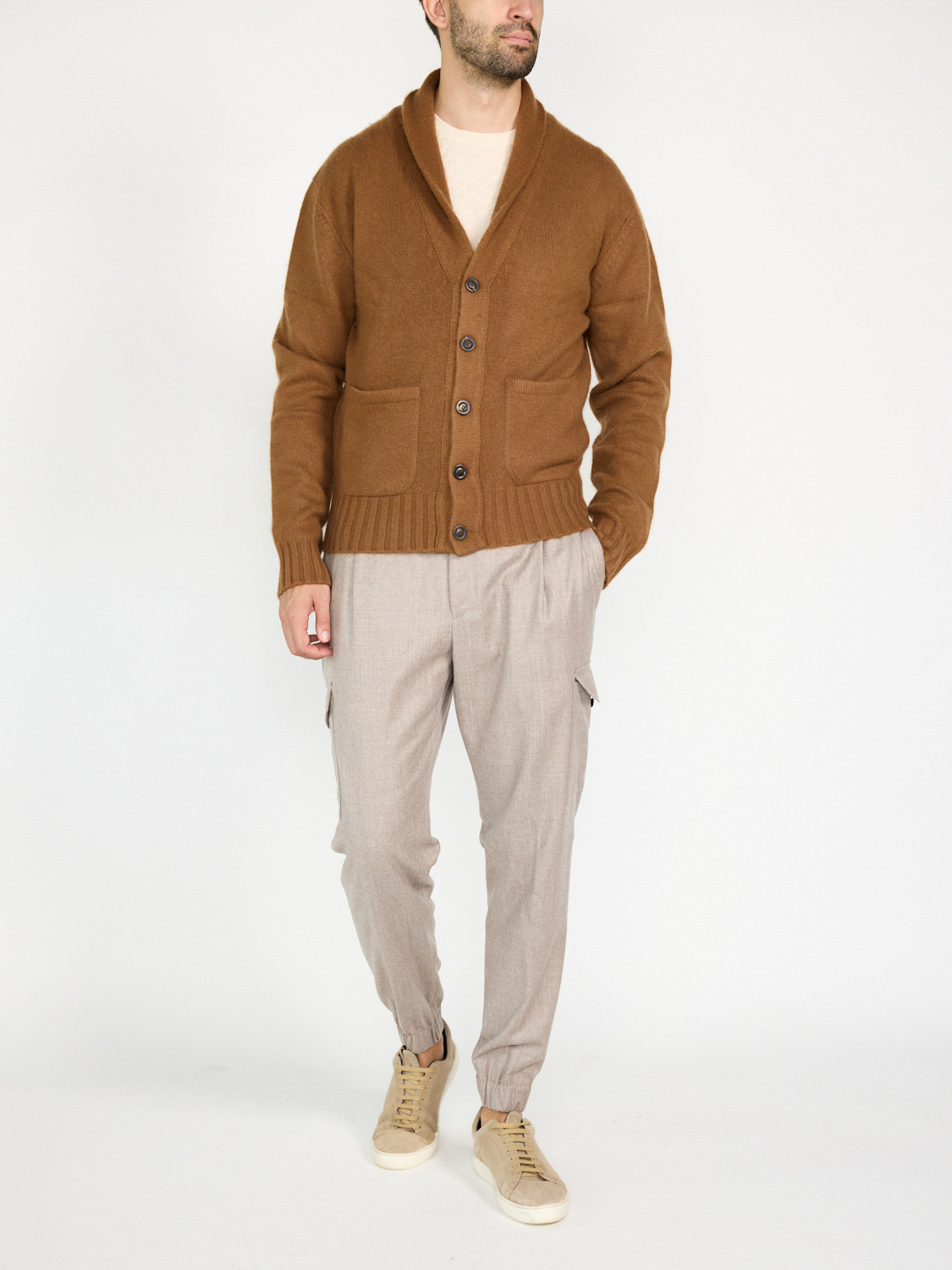 friendly hunting Cardigan mit aufgesetzten Taschen camel M