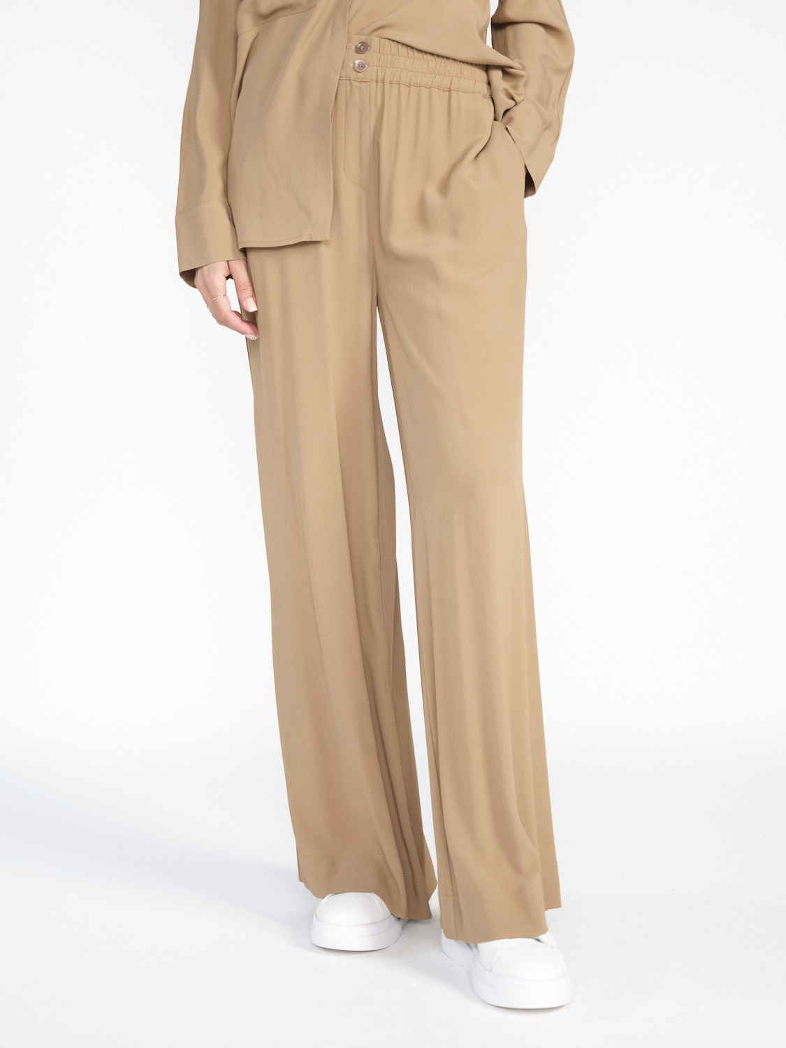 Semicouture Lightweight trousers with elastic waistband  beige 34