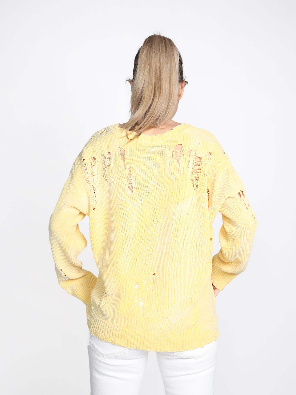 R13 Boyfriend Cardigan - Strickjacke mit Fransen yellow XXS