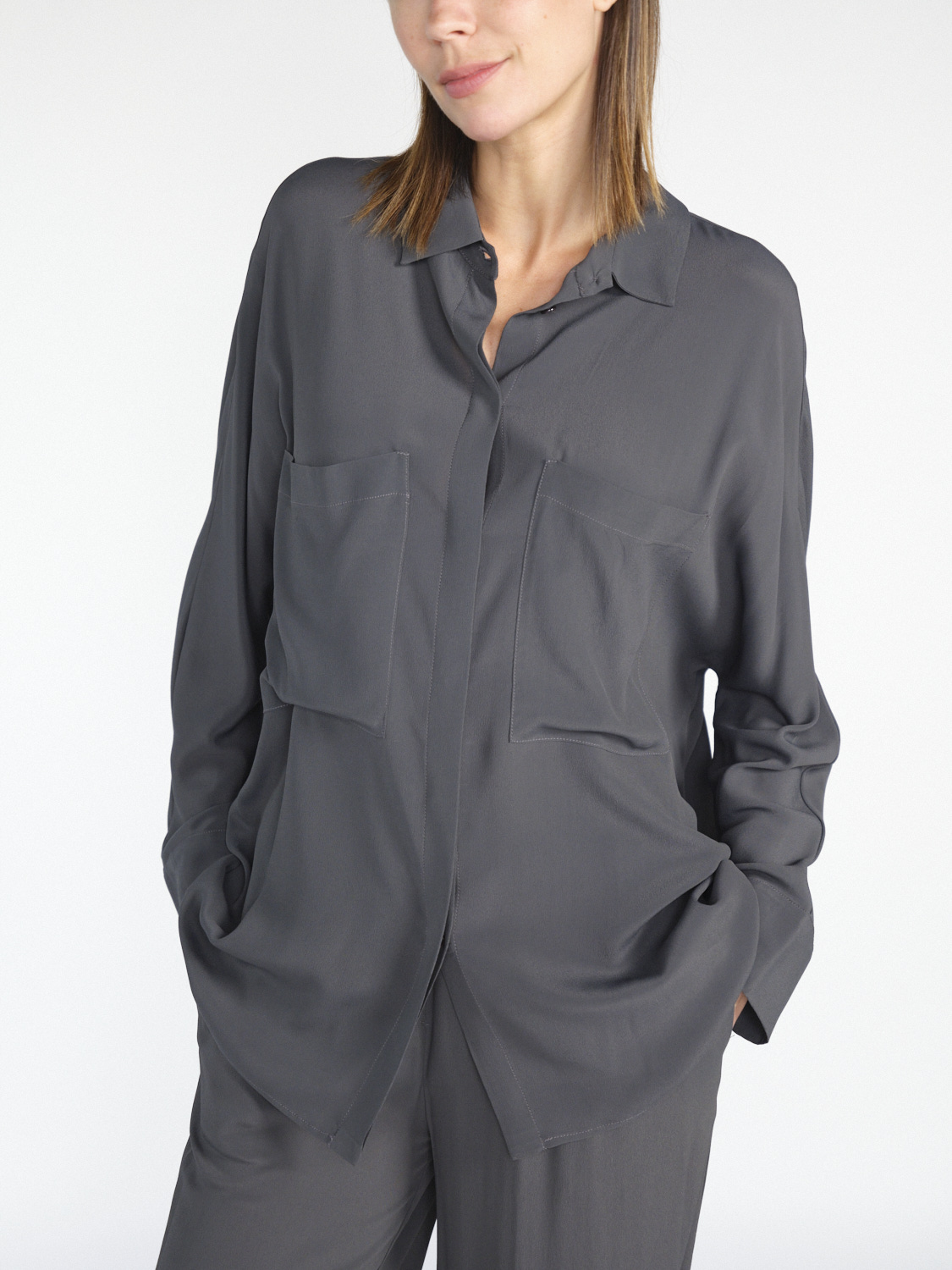 Semicouture Lightweight blouse with breast pockets  grey 34