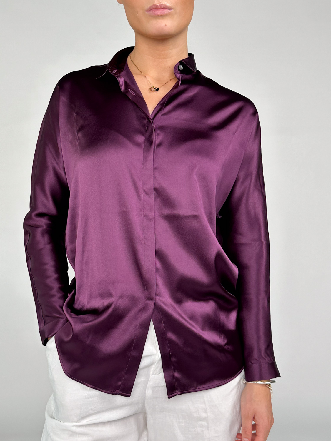 Blooming Argordo – Stretchige Seidenbluse    morado 34