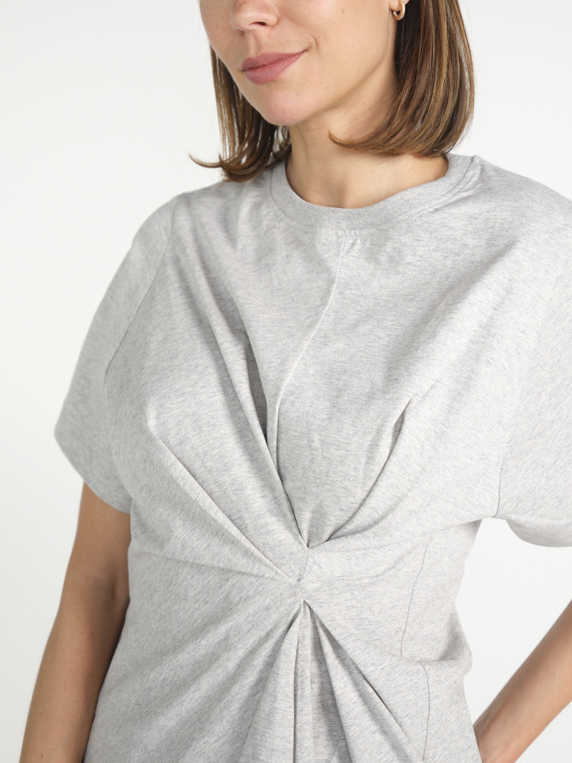 Victoria Beckham Body Twist – Baumwoll-Shirt mit Detail   hellgrau XS