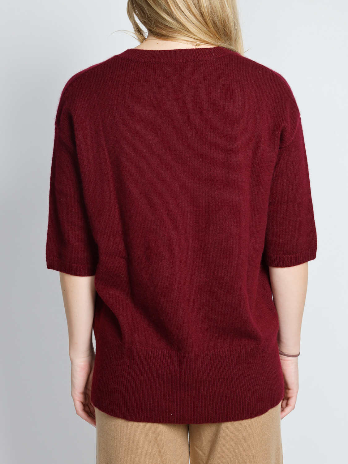 Lisa Yang Camille three-quarter sleeve sweater   bordeaux XS/S