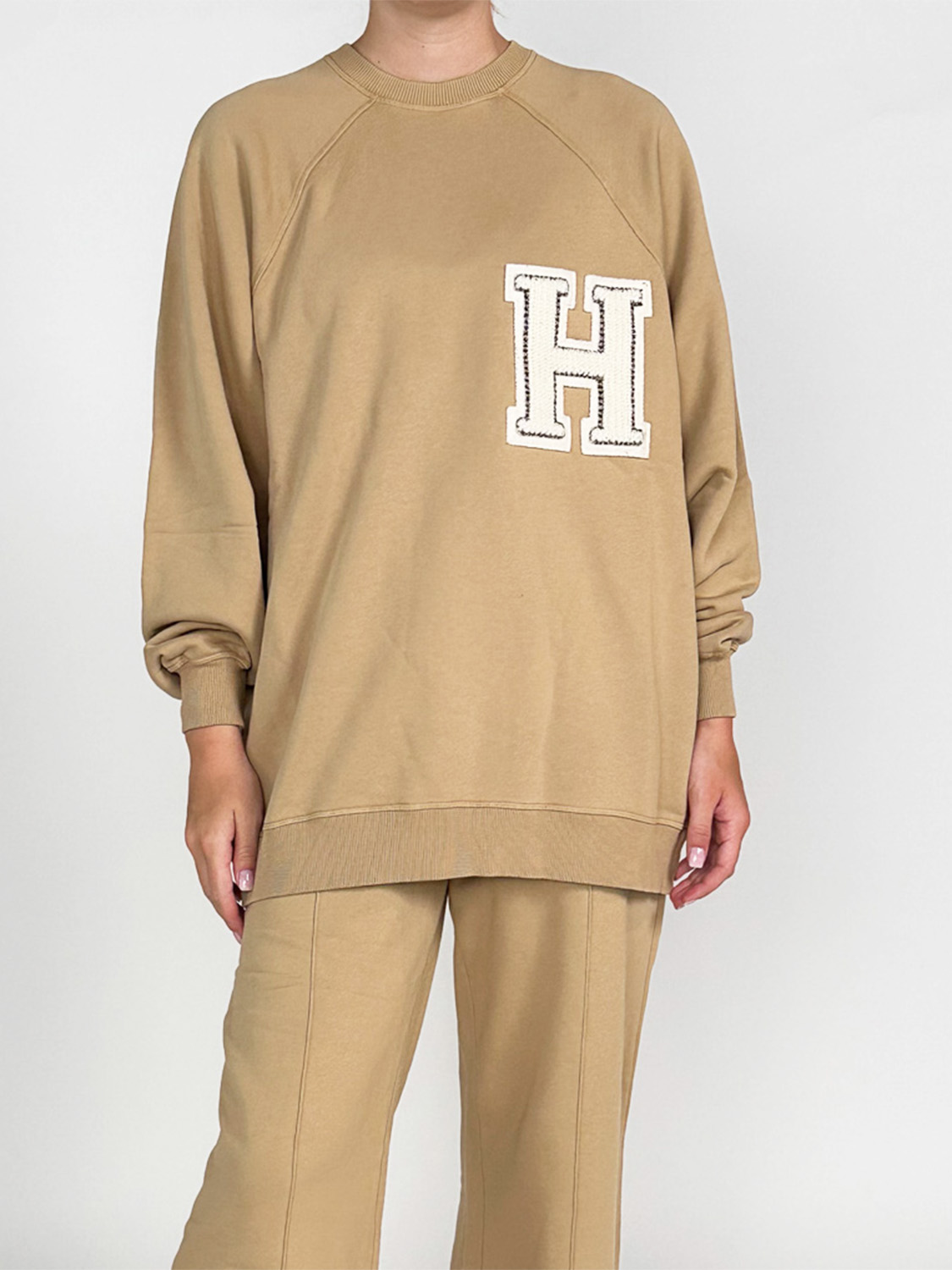 Halfboy Over Crew - Sweatshirt mit gesticktem Logo   beige XS