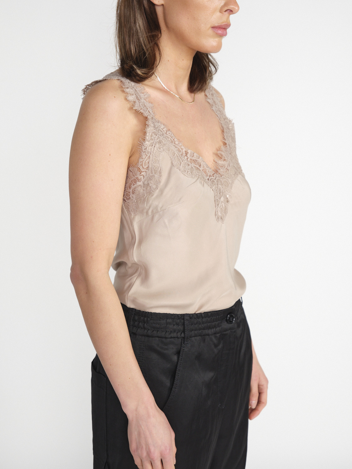 Gold Hawk Megan - Top in seta con dettagli in pizzo   altrosa XS