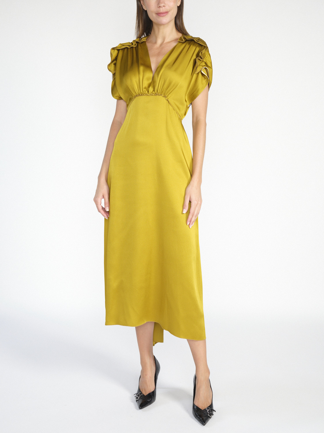 Victoria Beckham Midi dress made of satin silk crepe  gold 36