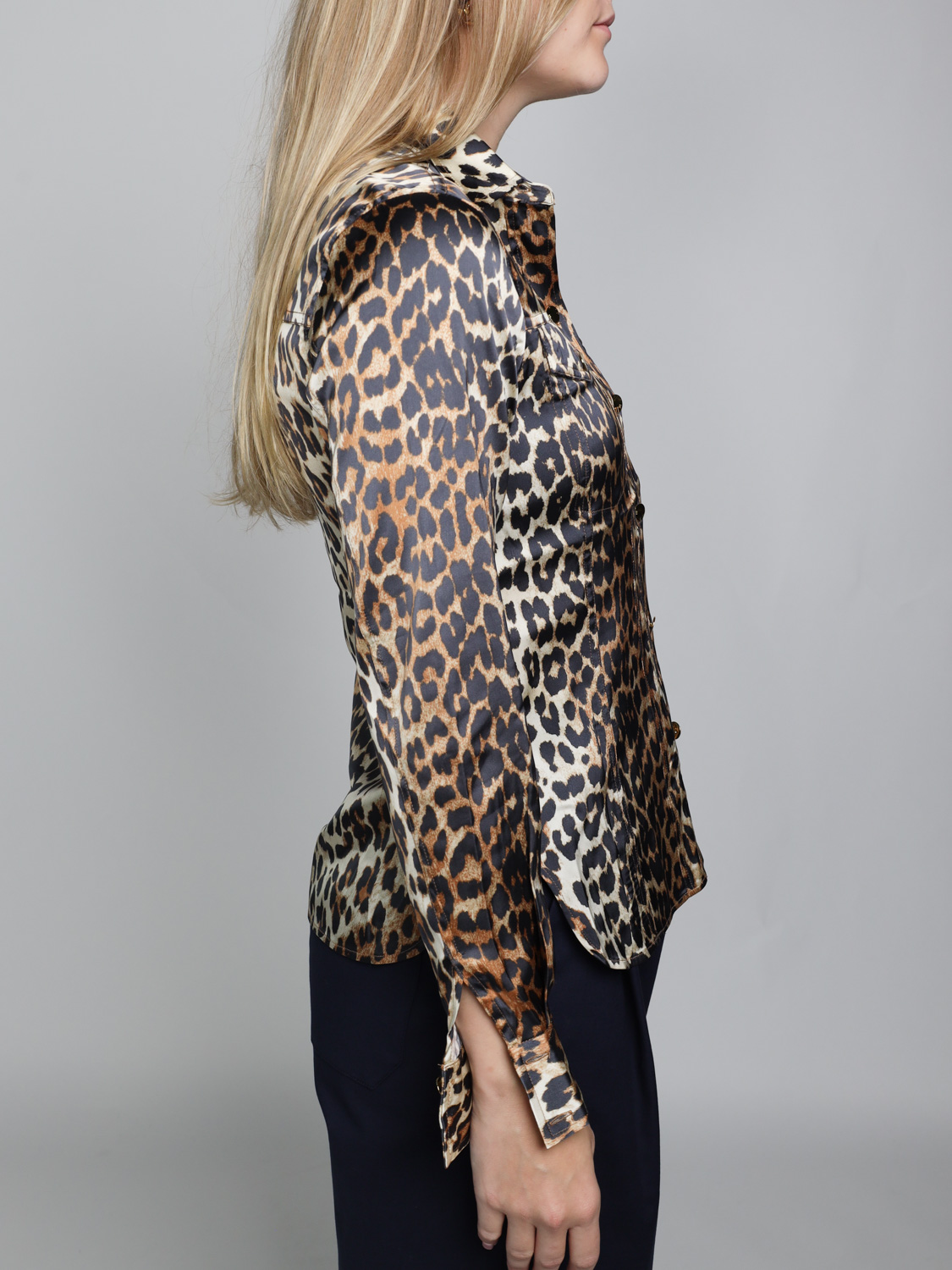 Ganni Printed satin – leopard blouse  mehrfarbig 34