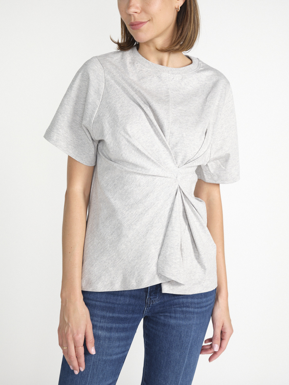 Victoria Beckham Body Twist – Baumwoll-Shirt mit Detail   hellgrau M