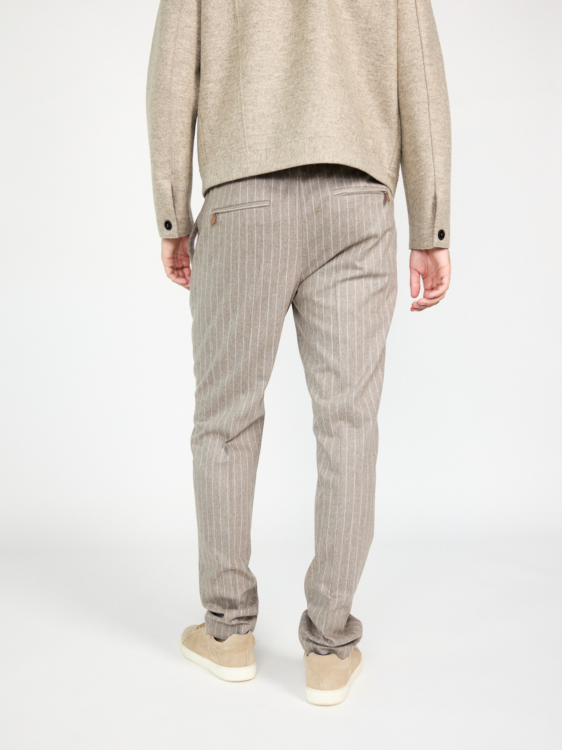 PT Torino Soft fit trousers made from a virgin wool-cashmere mix with pinstripes  beige 52