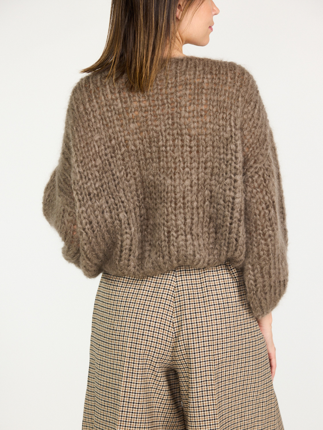 Maiami Mohair Big Sweater – Grobstrick Pullover taupe S/M