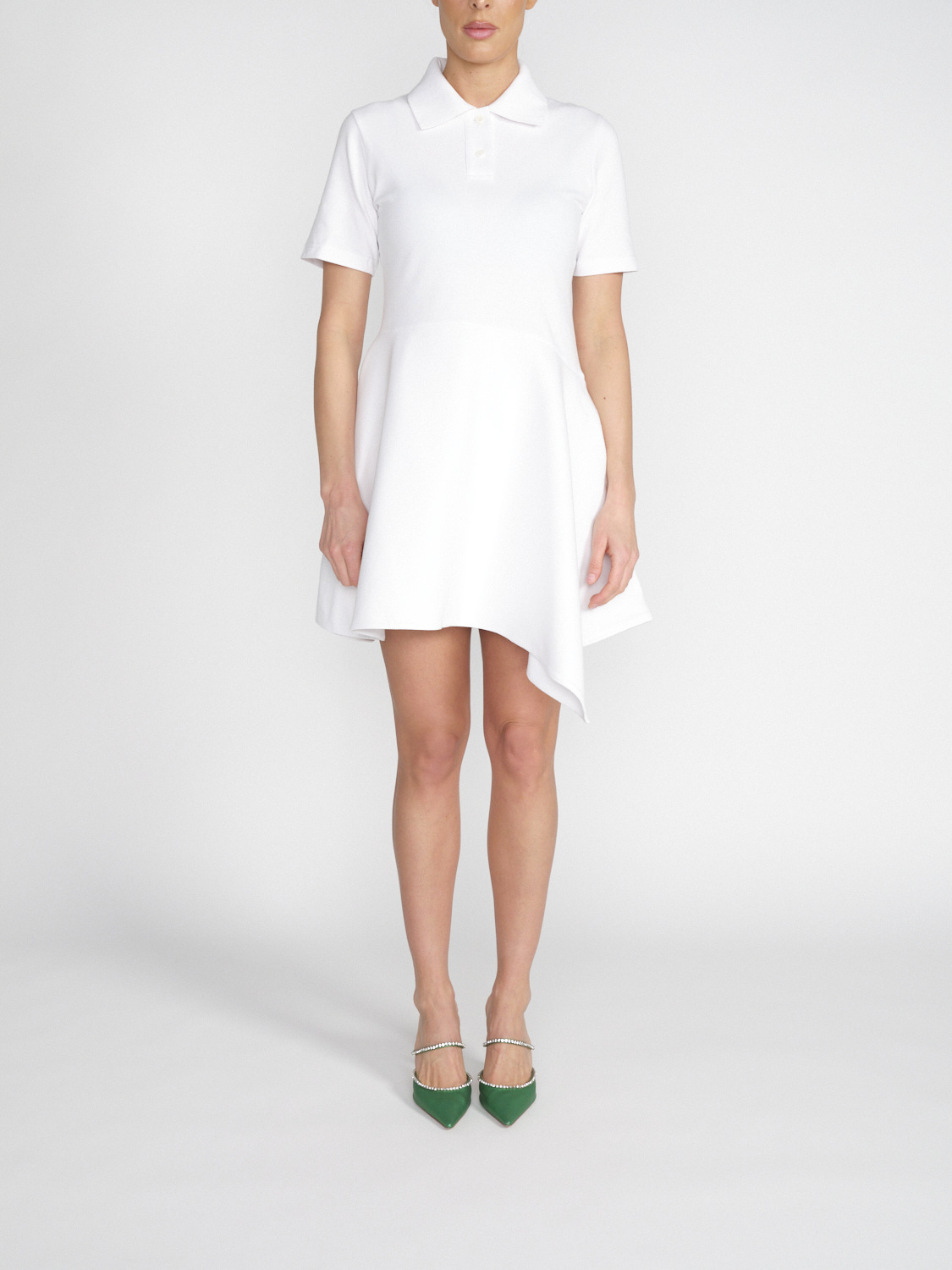 JW Anderson Polo asimmetrica - Mini abito in cotone a maniche corte   bianco S