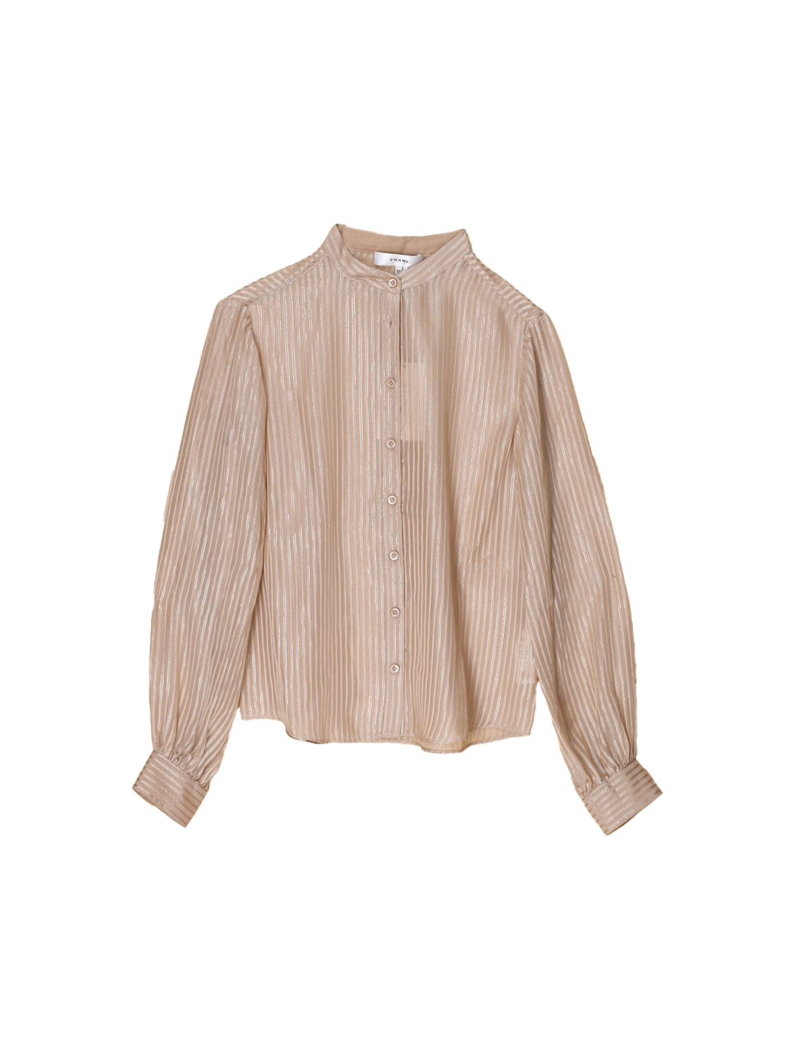 Collarless striped blouse with lurex 