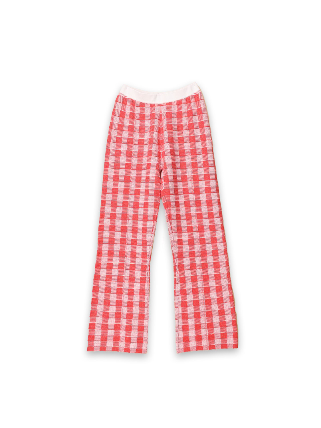 Gingham Flare - Hose aus Seiden-Leinen-Mix