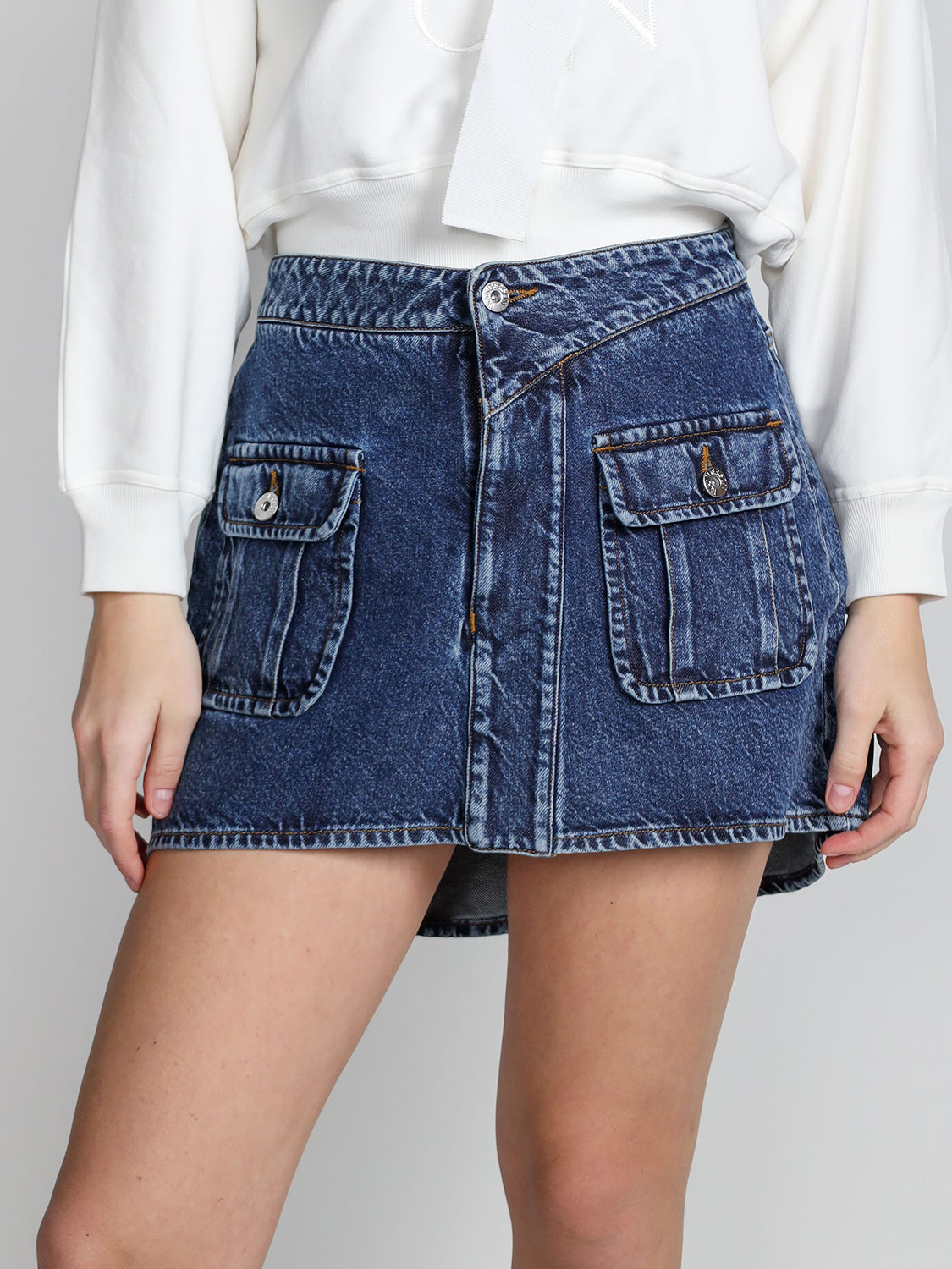 JW Anderson Denim mini skirt with patch pockets  blue 34