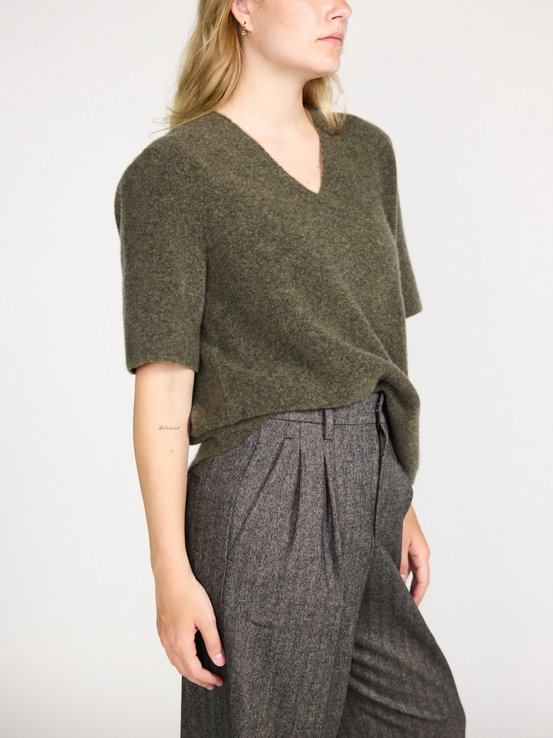 LU Ren Morven - Sweater made of Cashmere-Mix  khaki XS