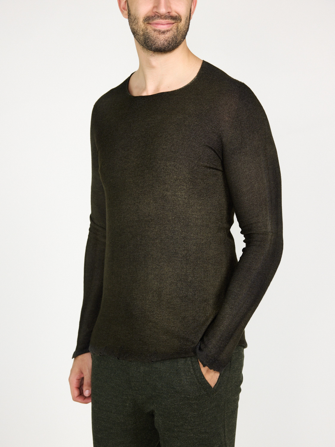 Avant Toi Wendbarer Pullover aus Cashmere-Seide-Mix   caqui XXL