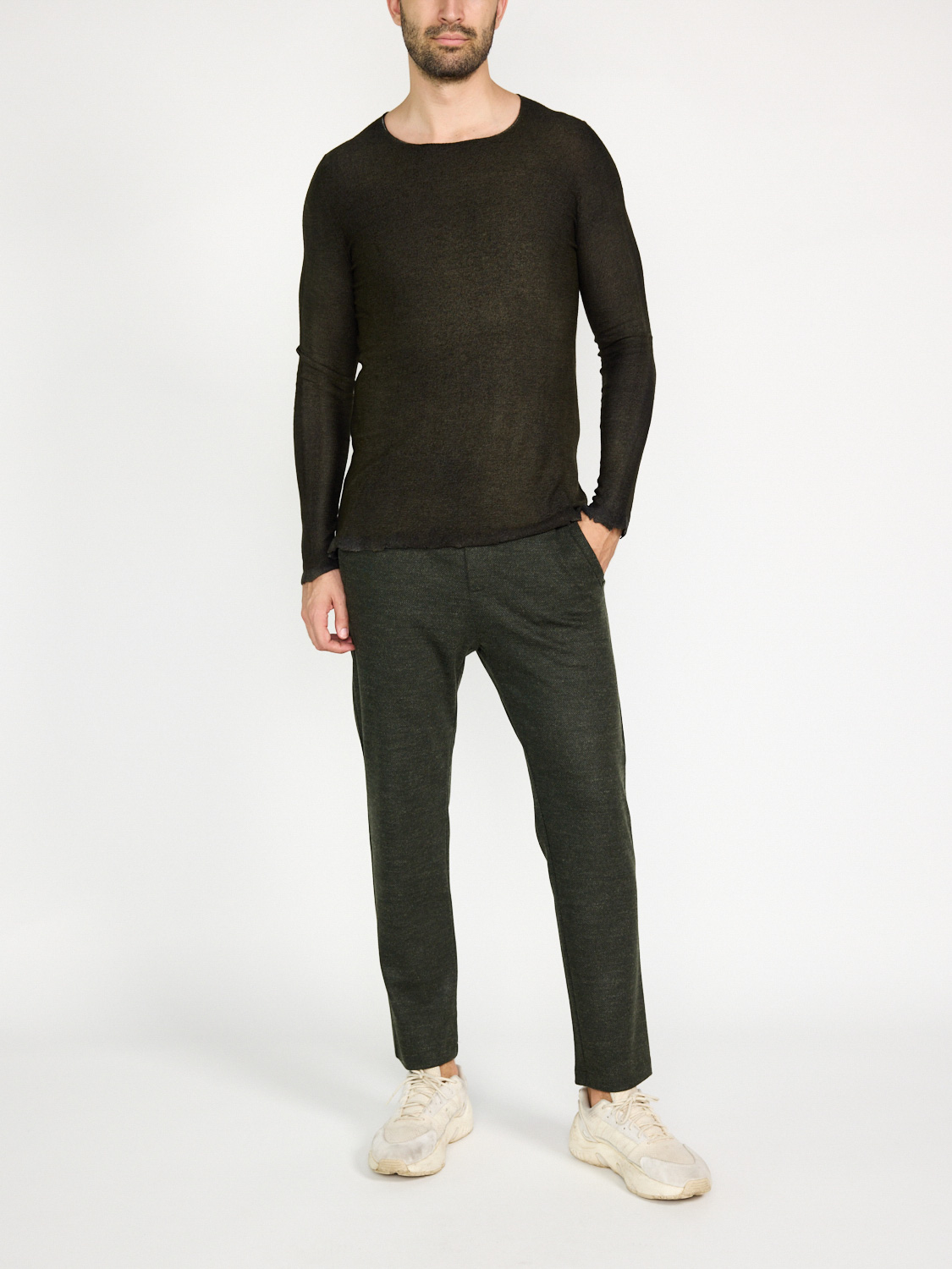 Avant Toi Wendbarer Pullover aus Cashmere-Seide-Mix caqui M