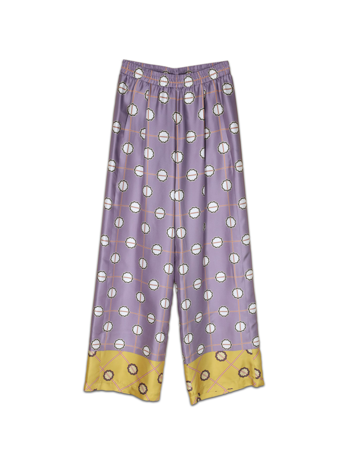 Odeeh Silk trousers with pattern  Flieder 34