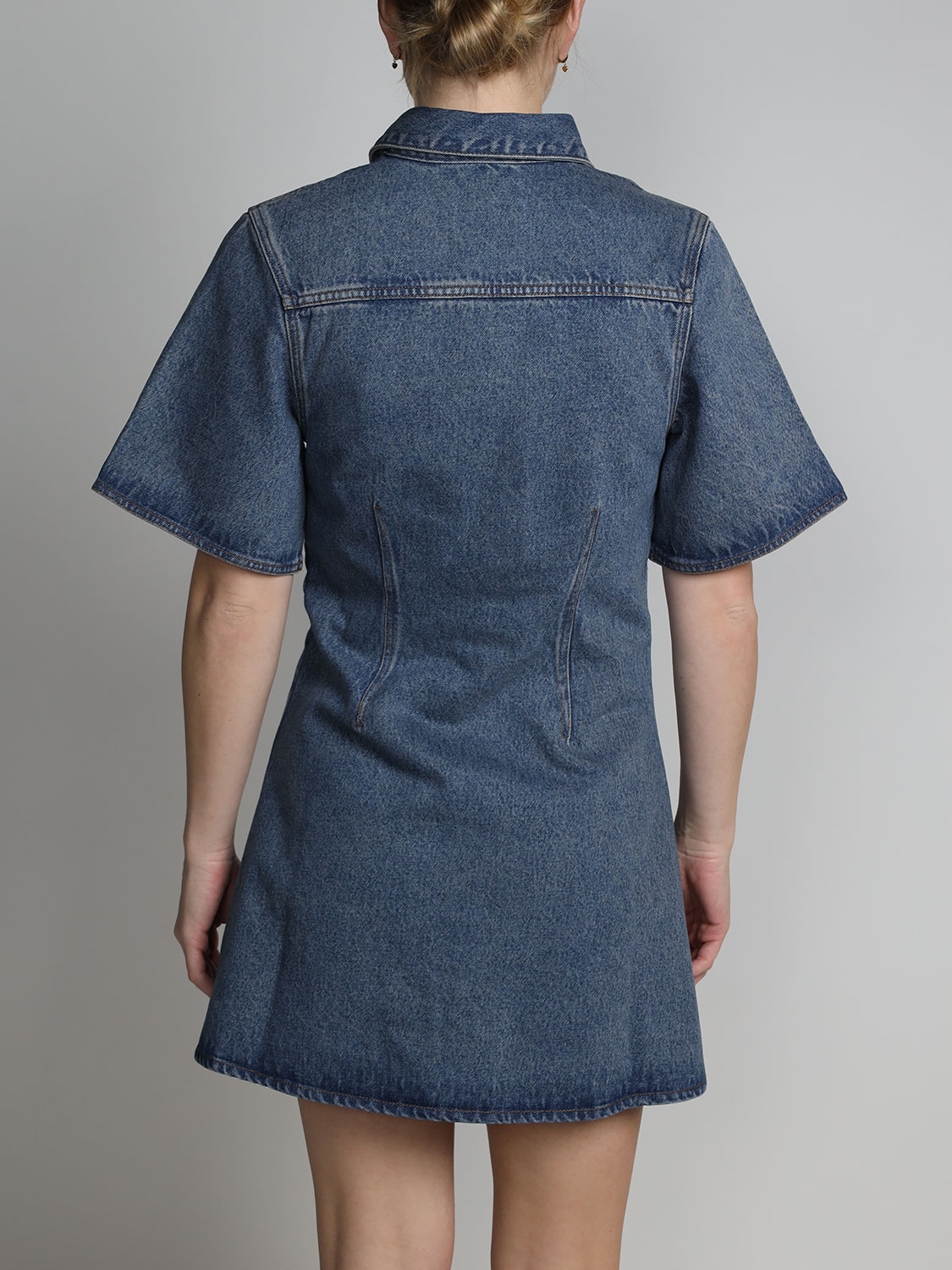 Alexandre Matiussi Short-sleeved cotton denim mini dress  blue XS