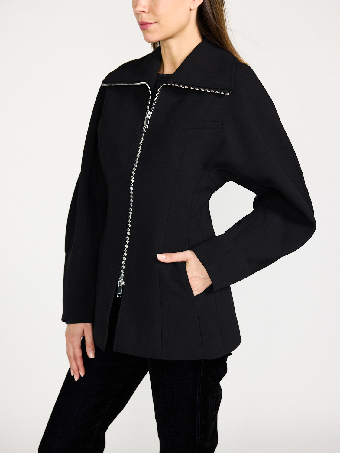 Ganni Figure-hugging jacket with zipper  black 34