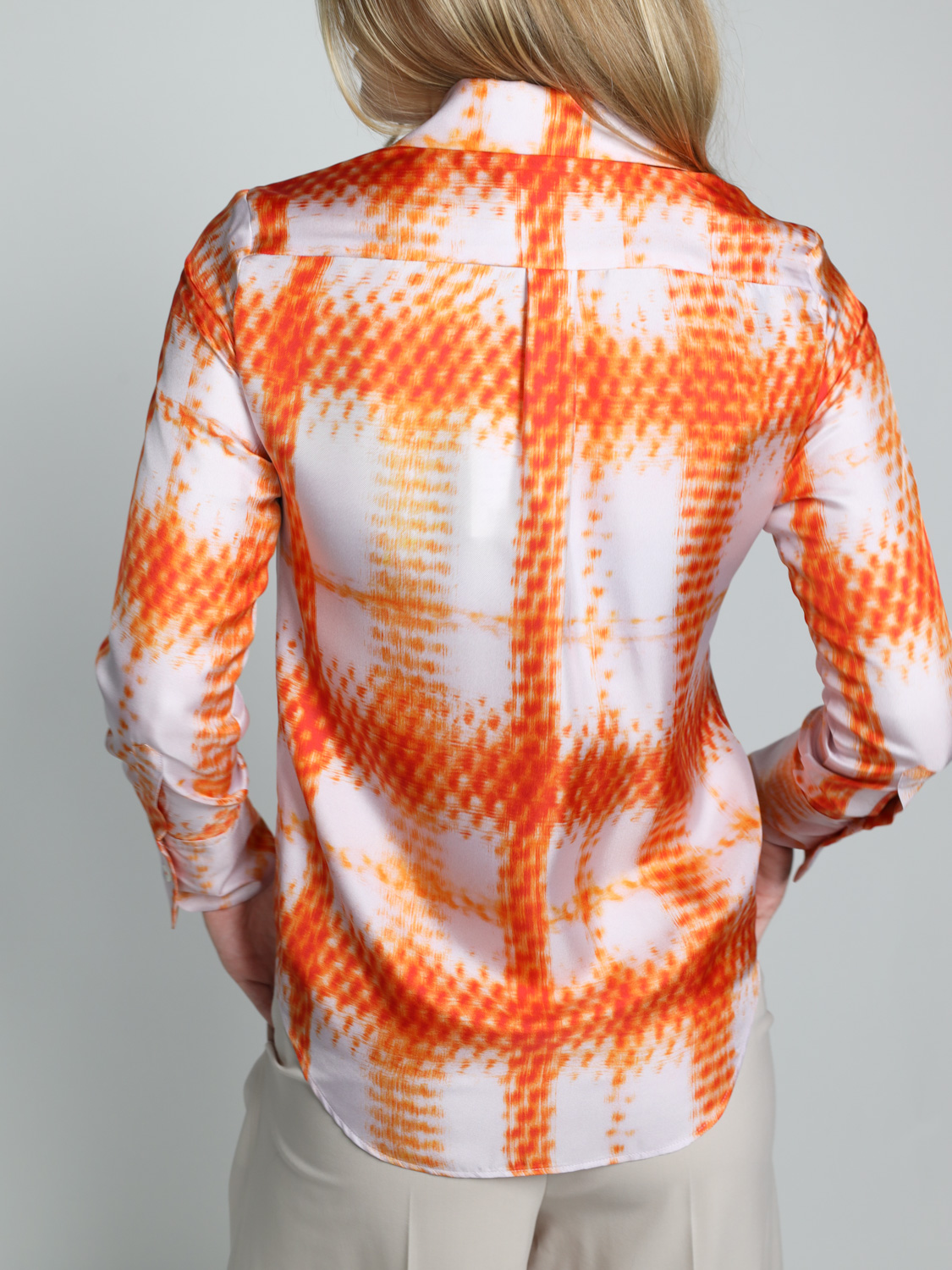 Odeeh Seiden-Bluse mit getupftem Muster naranja 34