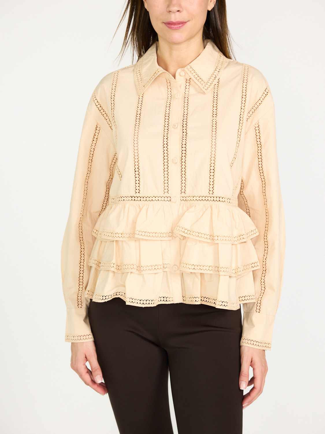 Ulla Johnson Harper cotton blouse with openwork pattern creme 36