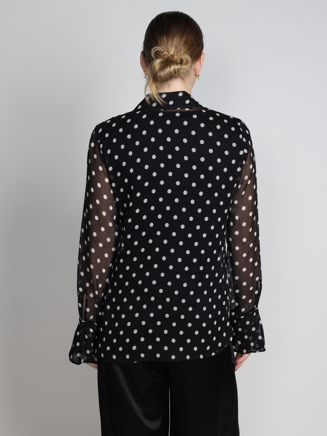 Nina Ricci Chiffon Bluse mit Polka Dots  schwarz 34