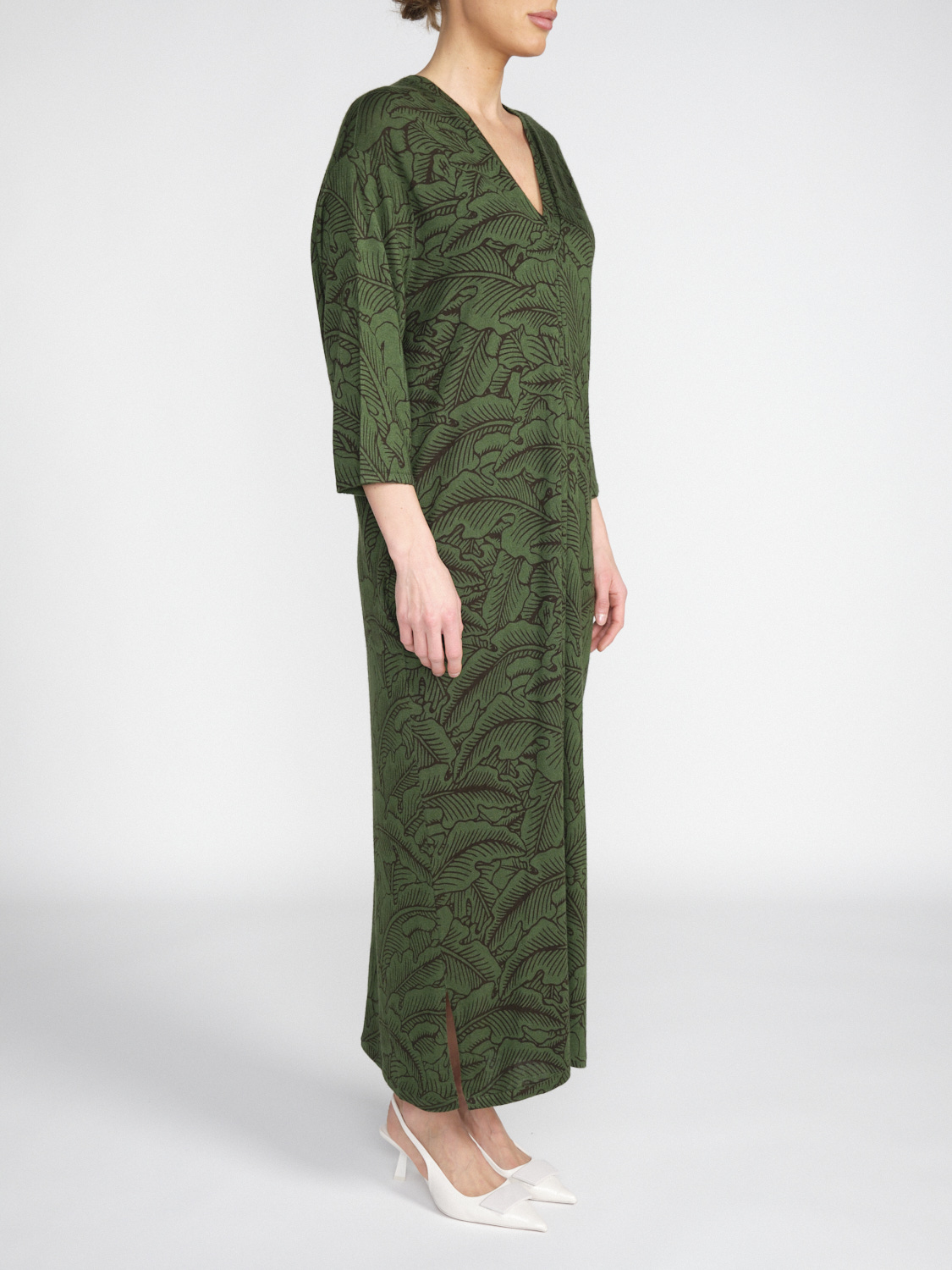 friendly hunting Cumin Ingadi – midi dress made from a silk and cashmere mix  green M