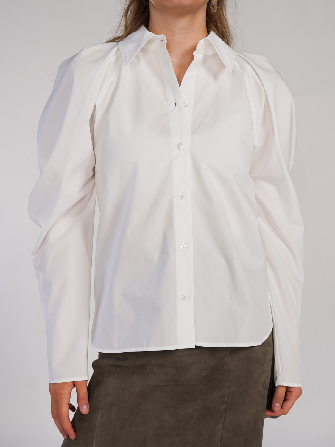 Nina Ricci Cotton blouse with puff sleeves   white 36