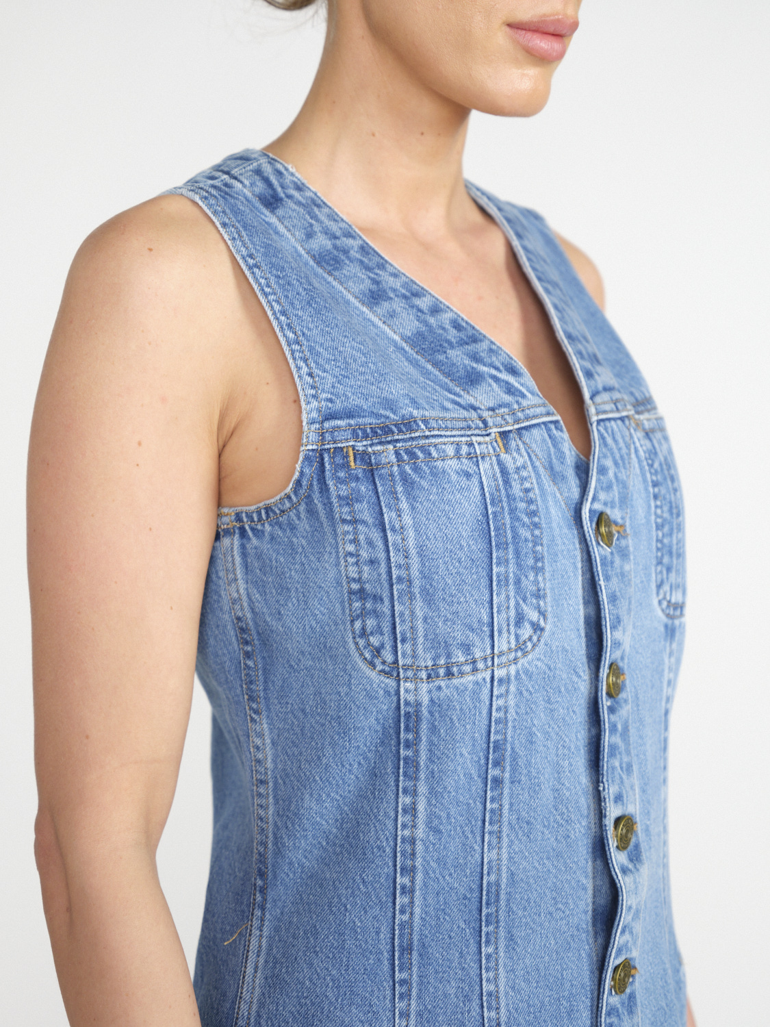 Frame Sleeveless Trucker – Denim-Minikleid   blau S